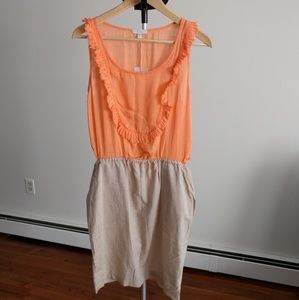 Clu orange and tan dress with pockets